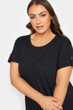YOURS 2 PACK Curve Black Pocket Dipped Hem T-Shirts -Plus Size Apparel Shop 5fbf1beb fe80 46 320474 D