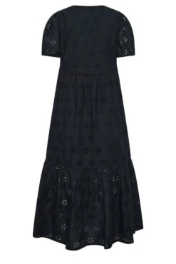YOURS PETITE Curve Navy Blue Broderie Anglaise Short Sleeve Maxi Dress