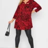 YOURS Curve Red Mixed Animal Print Swing Top