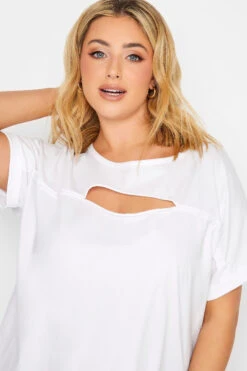 YOURS Curve White Cut Out T-Shirt 10 YOURS Curve White Cut Out T-Shirt -Plus Size Apparel Shop 6108d31e 30d7 42 320644 D