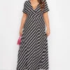 YOURS Curve Black Stripe Swing Maxi Dress -Plus Size Apparel Shop 623fd857 b0eb 49 301019 B