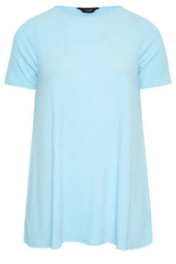 YOURS Curve Light Blue Ribbed T-Shirt -Plus Size Apparel Shop 62a36065 6c74 4e 320852 X