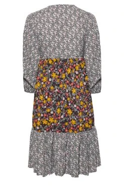 LIMITED COLLECTION Curve Black Contrast Dalmatian Floral Wrap Dress -Plus Size Apparel Shop 62ee0436 1b17 45 214898 Y