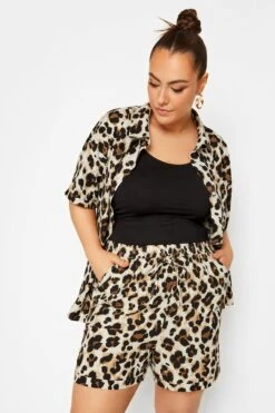 LIMITED COLLECTION Curve Brown Leopard Print Shorts