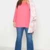 YOURS Curve Pink Marl Long Sleeve T-Shirt -Plus Size Apparel Shop 66233b4c e221 42 191724 B