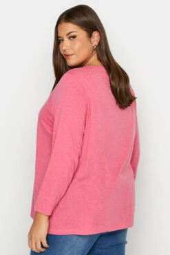 YOURS Curve Pink Marl Long Sleeve T-Shirt -Plus Size Apparel Shop 670816ba bdbc 4c 191724 C
