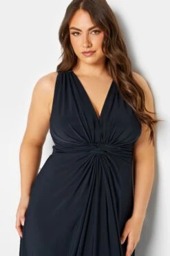 YOURS LONDON Curve Navy Blue Knot Front Maxi Dress -Plus Size Apparel Shop 67643749 c358 45 162140 D