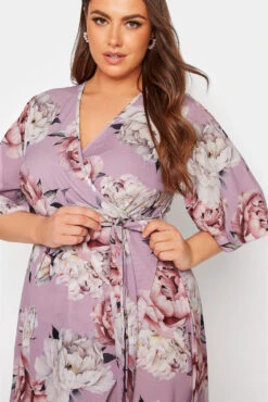 YOURS LONDON Curve Pink Floral Print Midi Wrap Dress -Plus Size Apparel Shop 68c7f9bd ba28 48 161259 D