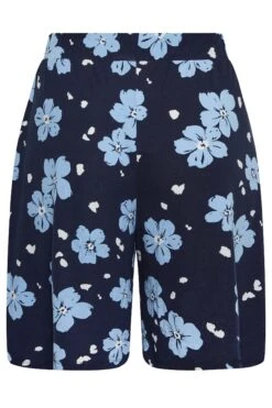 YOURS Curve Navy Blue Floral Print Jersey Shorts -Plus Size Apparel Shop 693e5e7f 80c5 43 144770 Y