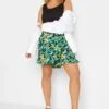 YOURS Curve Blue Abstract Floral Print Skort -Plus Size Apparel Shop 694a9a5f c221 44 144805 B