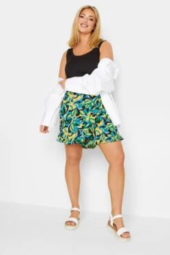 YOURS Curve Blue Abstract Floral Print Skort