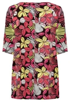 YOURS Curve Black Tropical Print Tie Neck Top 13 YOURS Curve Black Tropical Print Tie Neck Top -Plus Size Apparel Shop 69ad454d 3d01 4a 300794 Y