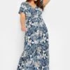 YOURS Curve Blue Leaf Print Wrap Dress -Plus Size Apparel Shop 6a09bbab 2082 46 301607 B