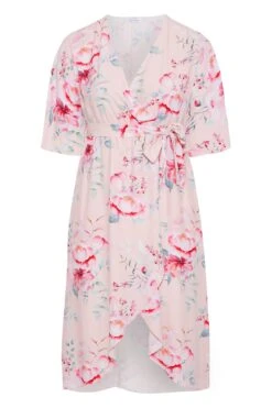 YOURS LONDON Curve Pink Floral Wrap Dress -Plus Size Apparel Shop 6a65af83 747a 4e 161279 F