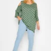 YOURS Curve Green Spot Print Cold Shoulder Top 2 YOURS Curve Green Spot Print Cold Shoulder Top -Plus Size Apparel Shop 6abb3a37 6a5a 47 300406 B