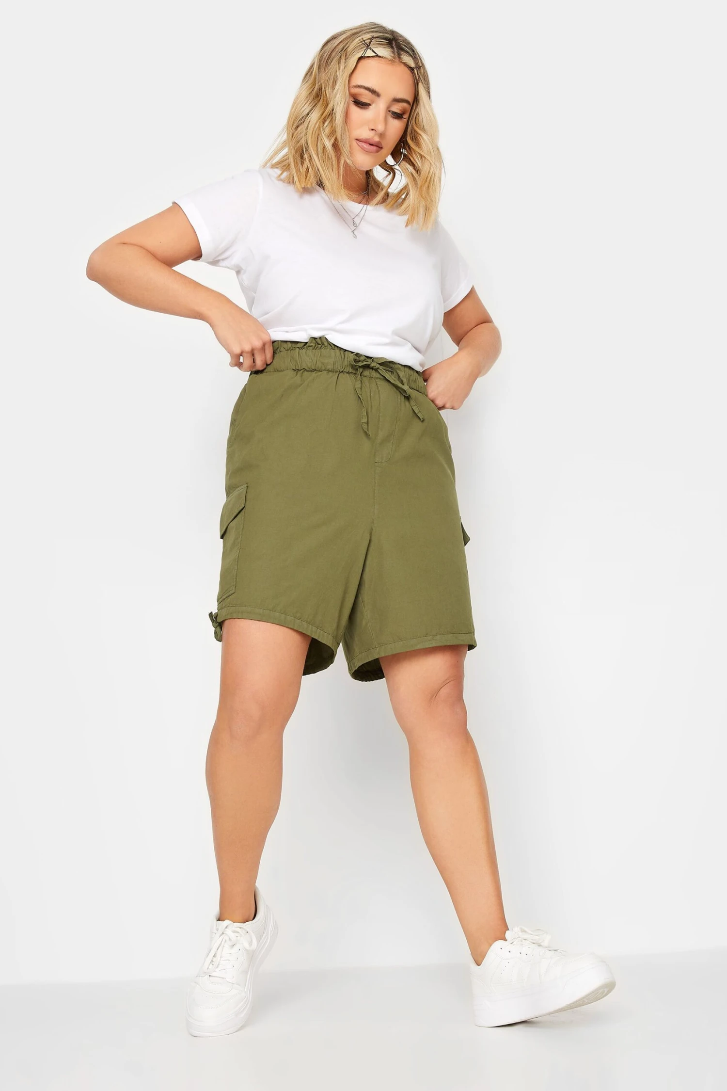 LIMITED COLLECTION Curve Khaki Green Paperbag Cargo Shorts 4 LIMITED COLLECTION Curve Khaki Green Paperbag Cargo Shorts - Image 2