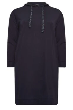 YOURS Curve Navy Blue Pocket Hoodie Dress -Plus Size Apparel Shop 6bd446b1 3b2c 4d 301732 X