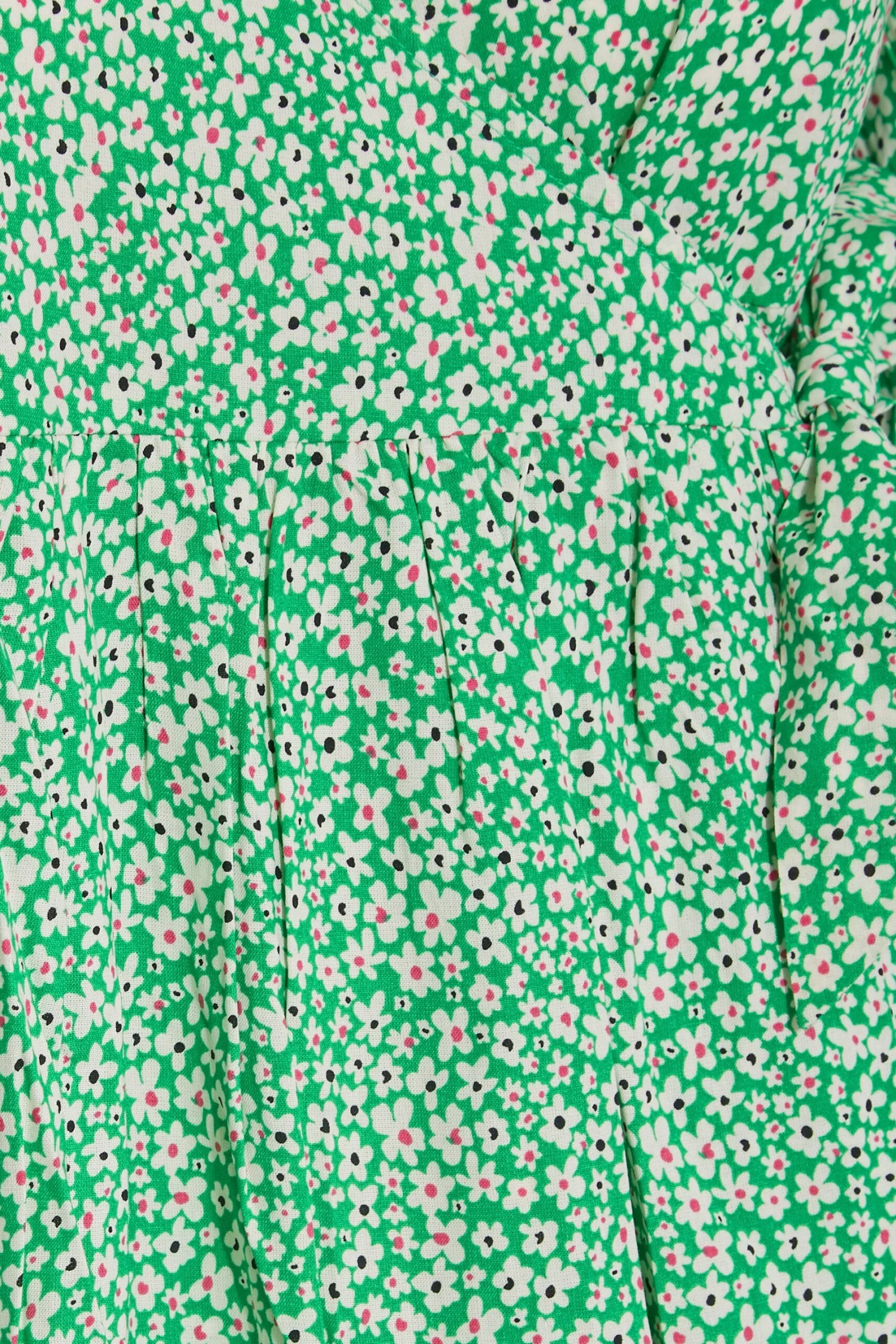 LIMITED COLLECTION Curve Green Ditsy Wrap Dress 6 LIMITED COLLECTION Curve Green Ditsy Wrap Dress - Image 4