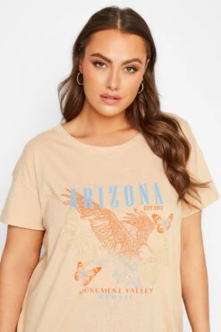 YOURS Curve Natural Brown 'Arizona' Eagle Print T-Shirt 10 YOURS Curve Natural Brown 'Arizona' Eagle Print T-Shirt -Plus Size Apparel Shop 6cdf5083 5ebb 43 320443 D