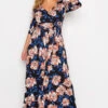 YOURS Curve Black & Blue Floral V-Neck Maxi Dress -Plus Size Apparel Shop 6d0ce106 4732 44 301153 B