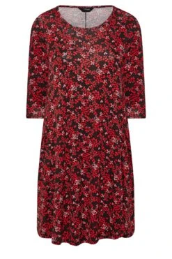 YOURS Curve Red Ditsy Print Drape Pocket Dress -Plus Size Apparel Shop 6d0ecef1 08a6 48 137235 X