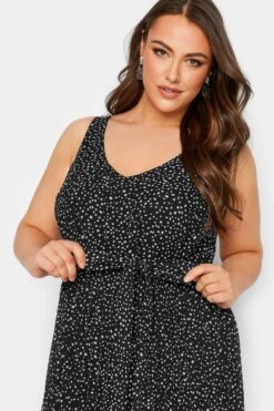 YOURS LONDON Curve Black Spot Print Pleated Maxi Dress -Plus Size Apparel Shop 6d6eed0e 373a 44 162083 D