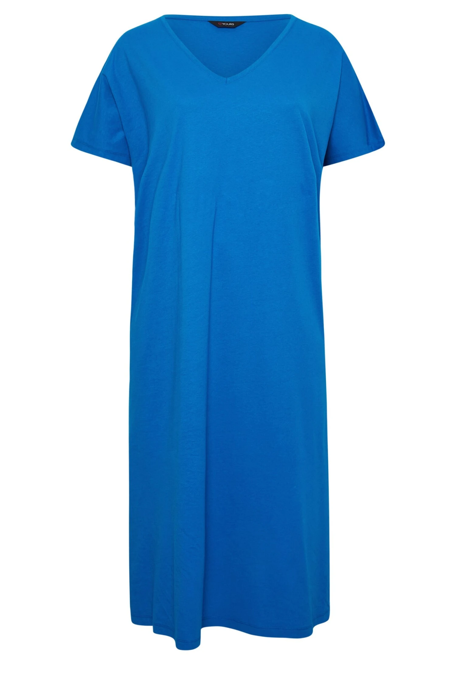 YOURS Curve Cobalt Blue Side Split Midaxi T-Shirt Dress 5 YOURS Curve Cobalt Blue Side Split Midaxi T-Shirt Dress - Image 4