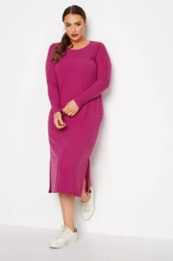 LIMITED COLLECTION Curve Pink Ribbed Dress