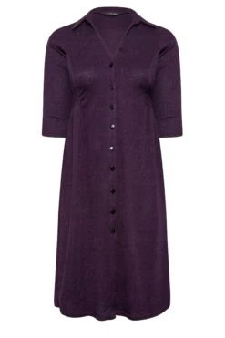 YOURS Curve Purple Textured Collared Dress -Plus Size Apparel Shop 70eeab9d 3146 43 174167 X
