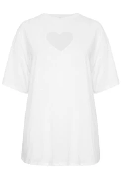 YOURS Curve White Heart Cut Out T-Shirt 12 YOURS Curve White Heart Cut Out T-Shirt -Plus Size Apparel Shop 7191856a c76a 44 320855 X
