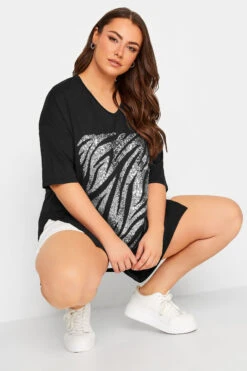 YOURS Curve Black Zebra Print Sequin Top 11 YOURS Curve Black Zebra Print Sequin Top -Plus Size Apparel Shop 71c791a6 b578 43 302085 D