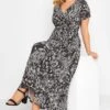 YOURS Curve Black Paisley Print Wrap Maxi Dress