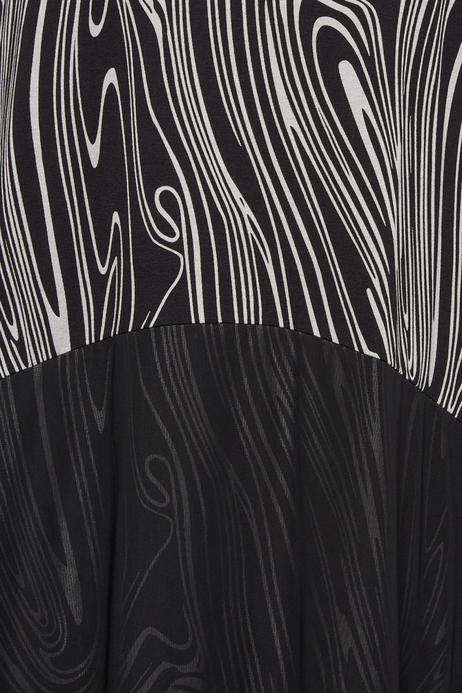 YOURS Curve Black Marble Print Mesh Front Dress 5 YOURS Curve Black Marble Print Mesh Front Dress - Image 3