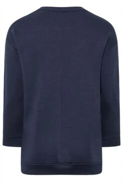 YOURS Curve Navy Blue 'USA' Embroidered Slogan Sweatshirt -Plus Size Apparel Shop 72720266 7183 4f 301133 Y