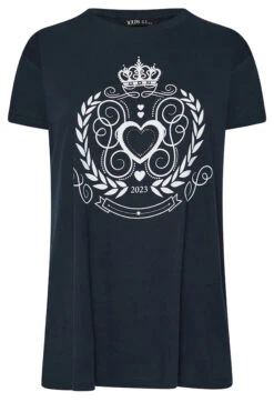 YOURS Curve Navy Blue Crown Print T-Shirt 12 YOURS Curve Navy Blue Crown Print T-Shirt -Plus Size Apparel Shop 74cccab0 1ad4 4f 320939 X