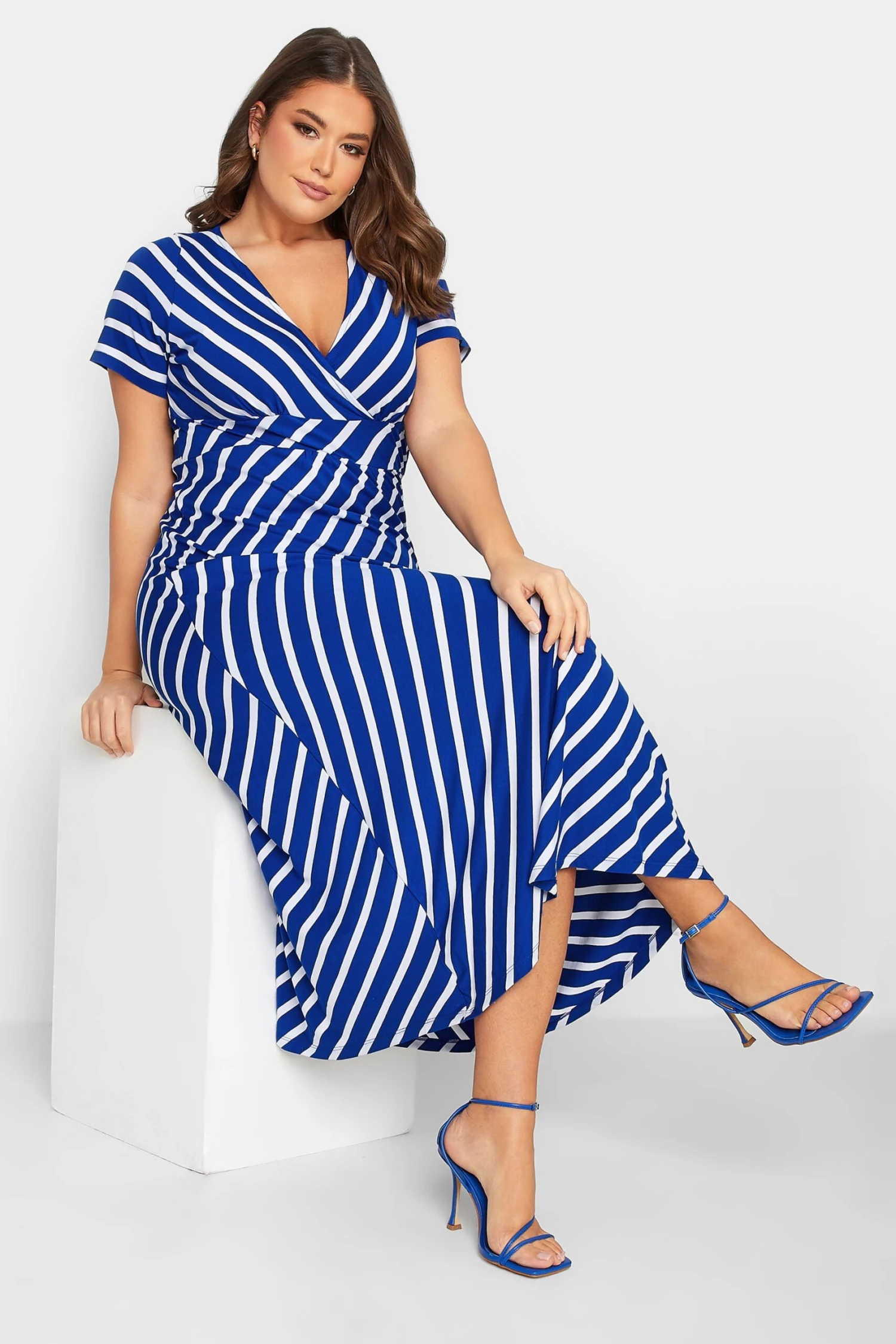 YOURS Curve Blue Stripe Swing Maxi Dress 3 YOURS Curve Blue Stripe Swing Maxi Dress