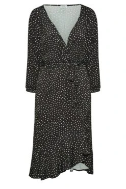 YOURS LONDON Curve Black Polkadot Ruffle Wrap Dress -Plus Size Apparel Shop 763502dc 032c 46 161799 X