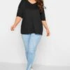 YOURS Curve Black V-Neck T-Shirt -Plus Size Apparel Shop 77d0530d 1485 40 320282 B