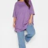 YOURS Curve Purple Acid Wash Tunic T-Shirt