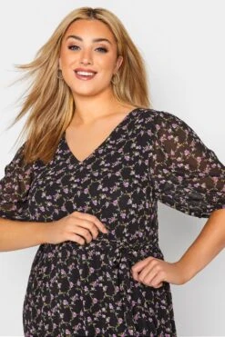 YOURS LONDON Curve Black Ditsy Smock Maxi Dress 10 YOURS LONDON Curve Black Ditsy Smock Maxi Dress -Plus Size Apparel Shop 786ec187 0a42 43 161123 D