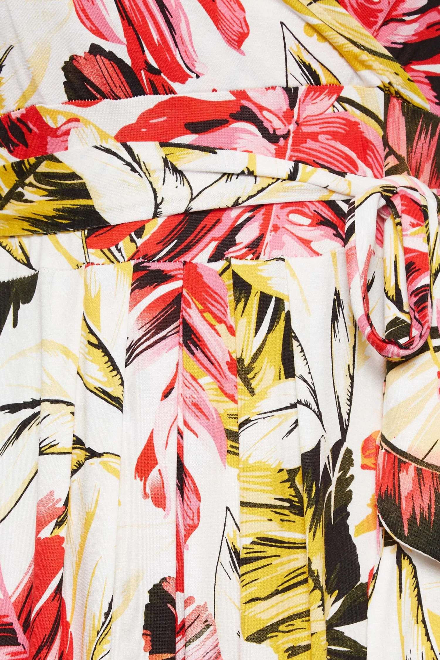 YOURS Curve White Leaf Print Front Tie Maxi Dress 6 YOURS Curve White Leaf Print Front Tie Maxi Dress - Image 4