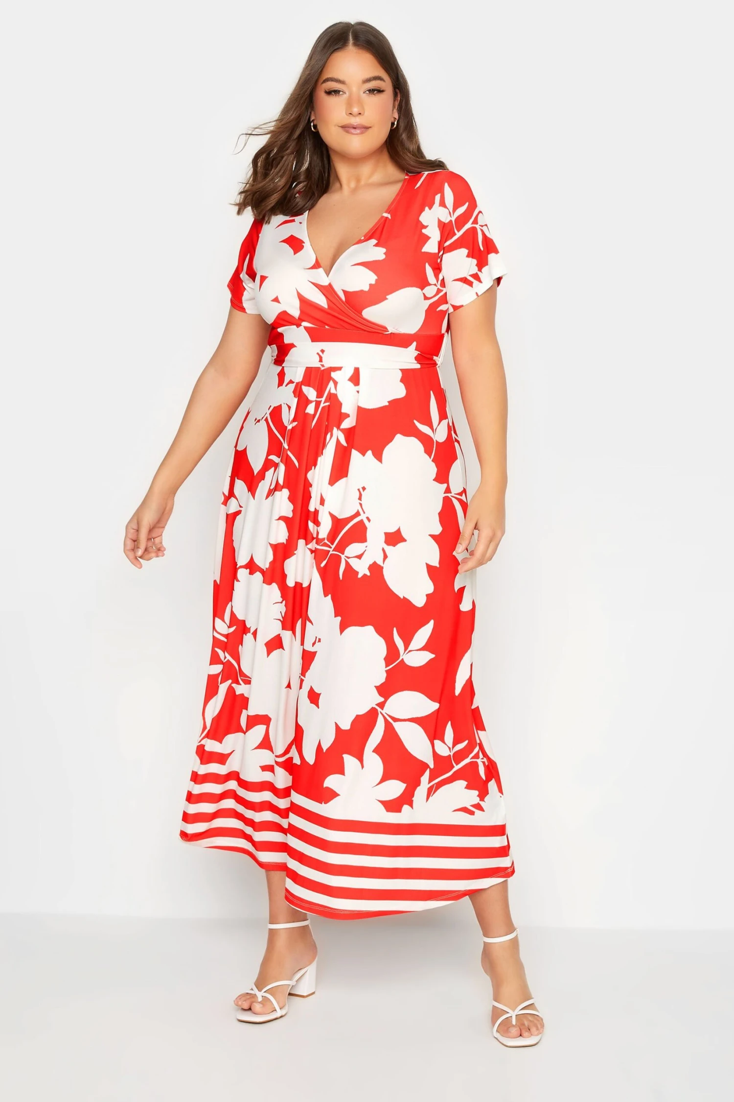 YOURS Curve Red Floral Midaxi Wrap Dress 3 YOURS Curve Red Floral Midaxi Wrap Dress