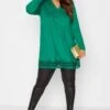 YOURS Curve Green Crochet Trim Long Sleeve Tunic Top -Plus Size Apparel Shop 7c47de5c c9eb 4a 320341 B