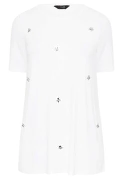 YOURS Curve White Diamante Embellished T-Shirt 12 YOURS Curve White Diamante Embellished T-Shirt -Plus Size Apparel Shop 7ddbbf7e 55a0 40 320665 X