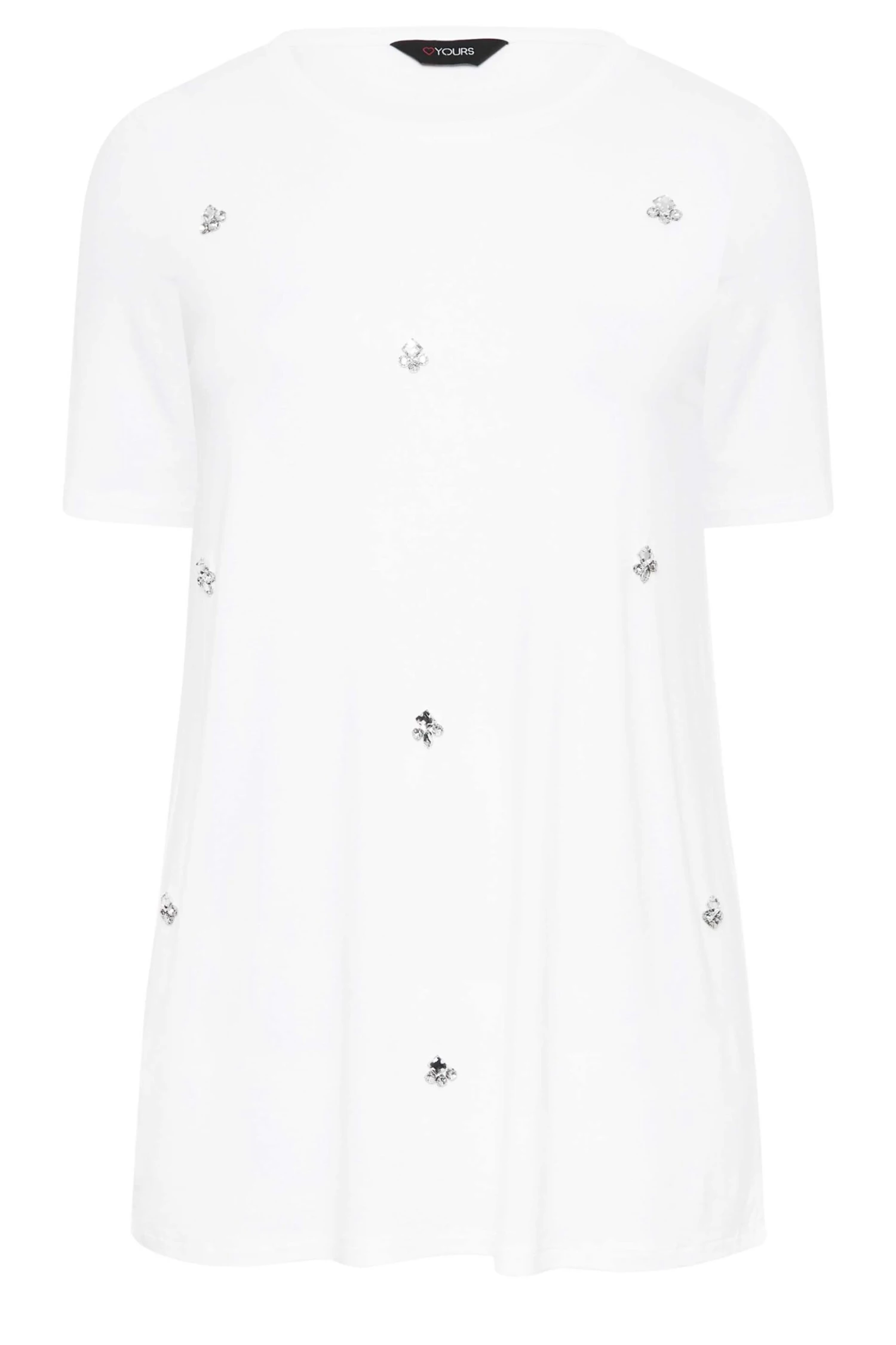 YOURS Curve White Diamante Embellished T-Shirt 7 YOURS Curve White Diamante Embellished T-Shirt - Image 5