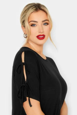 LIMITED COLLECTION Curve Black Tie Sleeve Top -Plus Size Apparel Shop 7e5e99ab 3746 43 215595 D