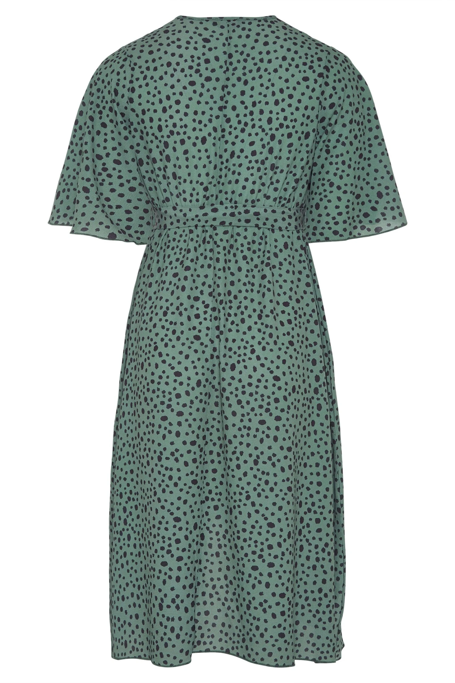 YOURS LONDON Curve Green Dalmatian Print Midi Wrap Dress 8 YOURS LONDON Curve Green Dalmatian Print Midi Wrap Dress - Image 6