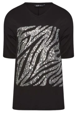 YOURS Curve Black Zebra Print Sequin Top 13 YOURS Curve Black Zebra Print Sequin Top -Plus Size Apparel Shop 800b03cb a56f 47 302085 X