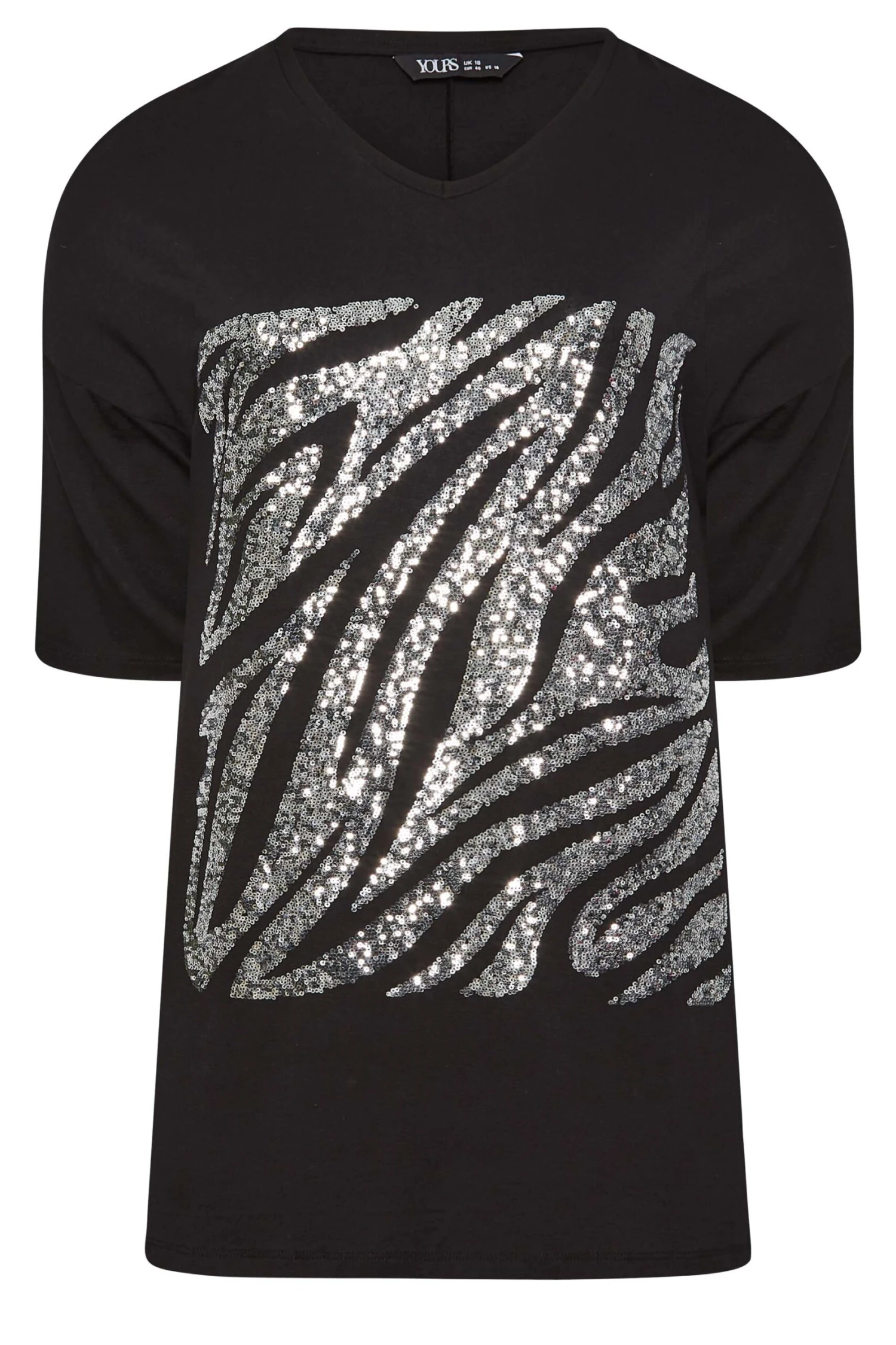 YOURS Curve Black Zebra Print Sequin Top 8 YOURS Curve Black Zebra Print Sequin Top - Image 6