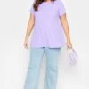 YOURS Curve Lavender Purple Ribbed T-Shirt -Plus Size Apparel Shop 8077b5ef 000d 46 320698 B